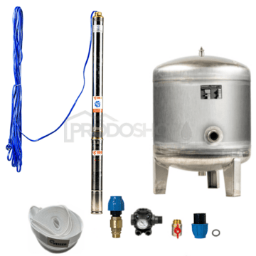 Házi vízmű búvárszivattyúval 3Ti-20/ 90l rozsdamentes acél - RTS